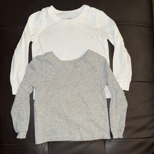 Kids White and Gray Long Sleeve Tops